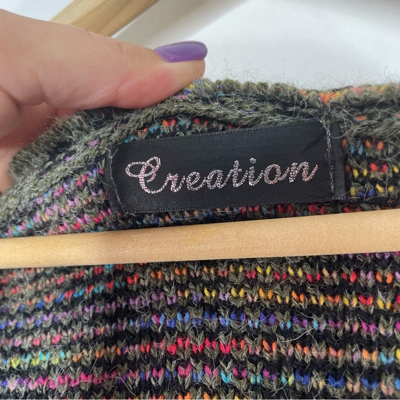 Creation •M• long hooded Aztec colorful wool blend single button cardigan - Picture 6 of 10